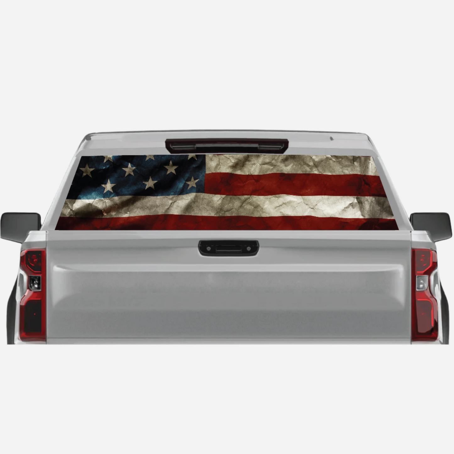 Crinkled American Flag Rear Window Graphic