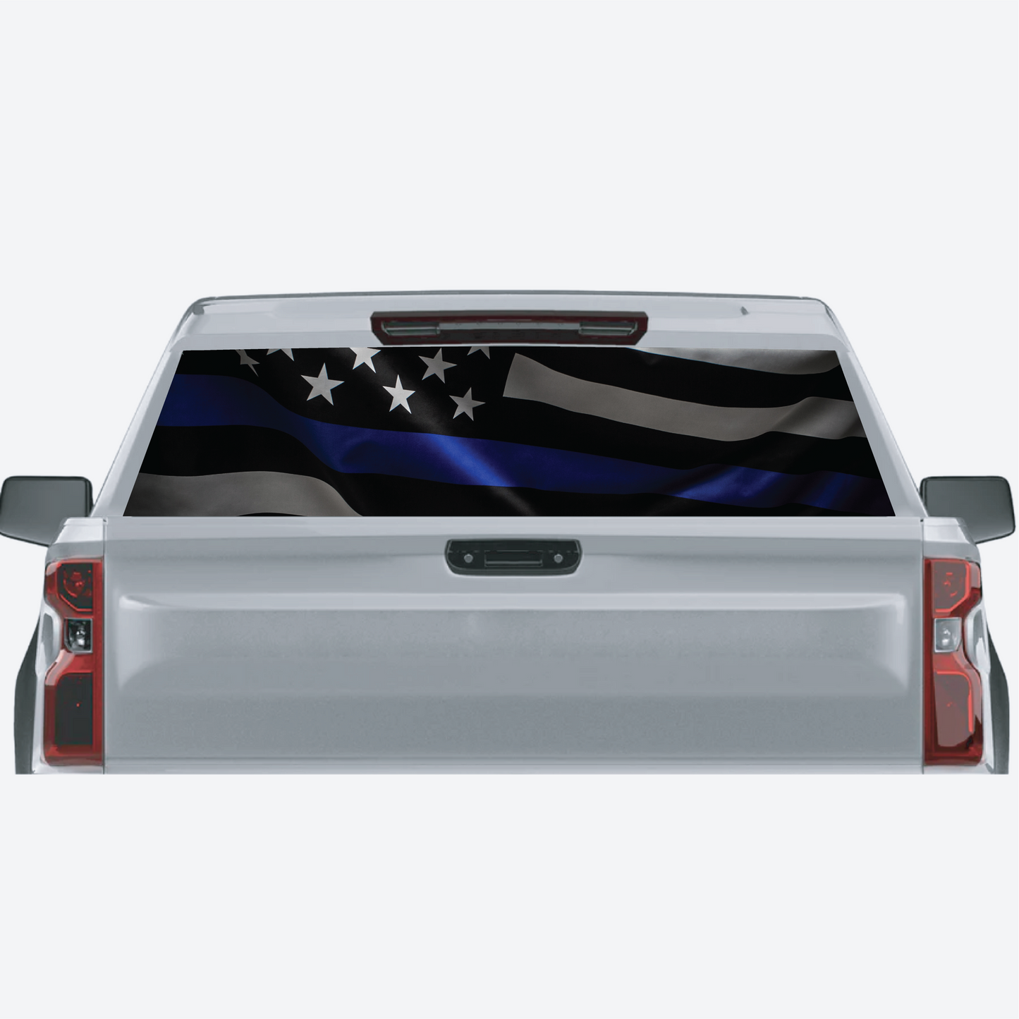Thin Blue Line Waving Flag Rear Window Graphic