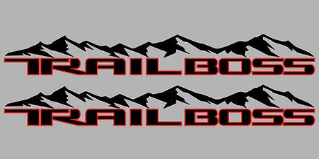 Pair of Trail Boss with Mountains Dual Color Decals (Long) - J&J's Graphic Designs