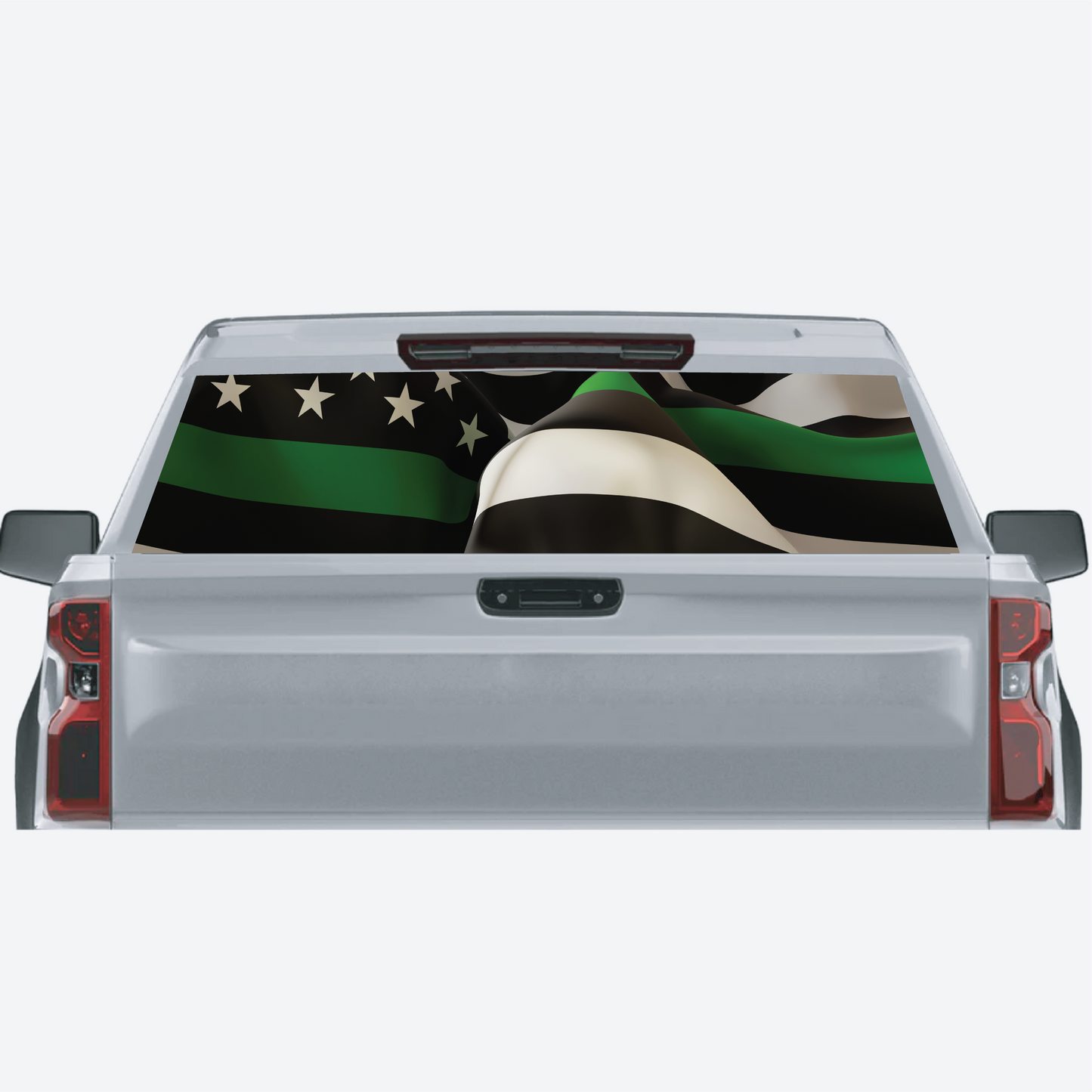Thin Green Line Waving Flag Rear Window Graphic