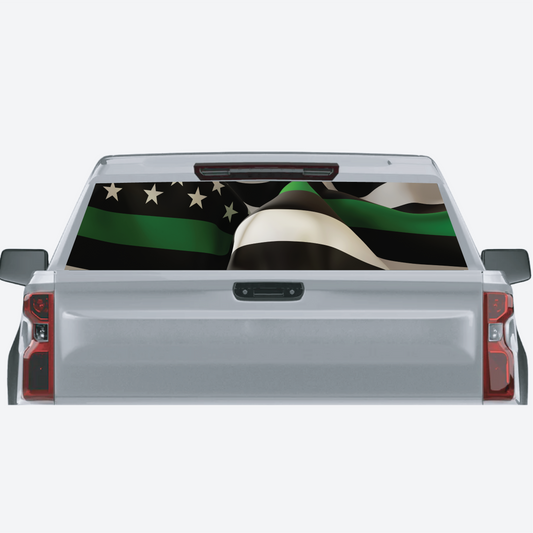 Thin Green Line Waving Flag Rear Window Graphic