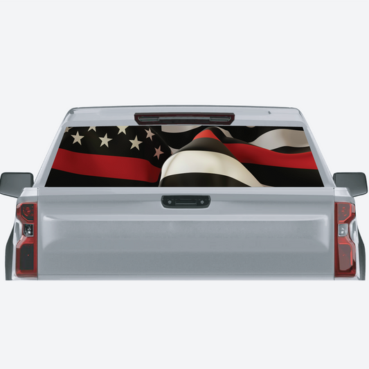 Thin Red Line Waving Flag Rear Window Graphic