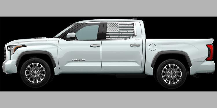2022+ Toyota Tundra Side Window Distressed US Flag Decals - J&J's Graphic Designs