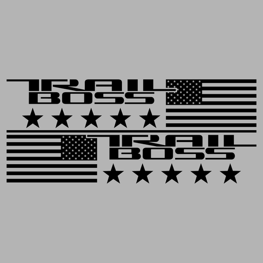 Set of Trail Boss American Flag Bedside Decals - J&J's Graphic Designs